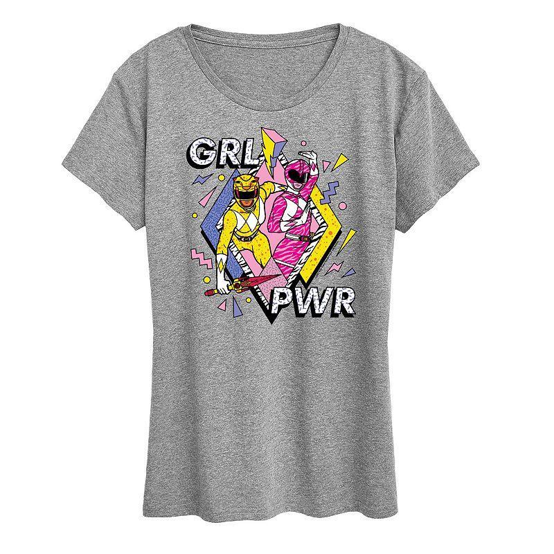 Womens Power Rangers Grl Pwr Graphic Tee Grey Gray Product Image