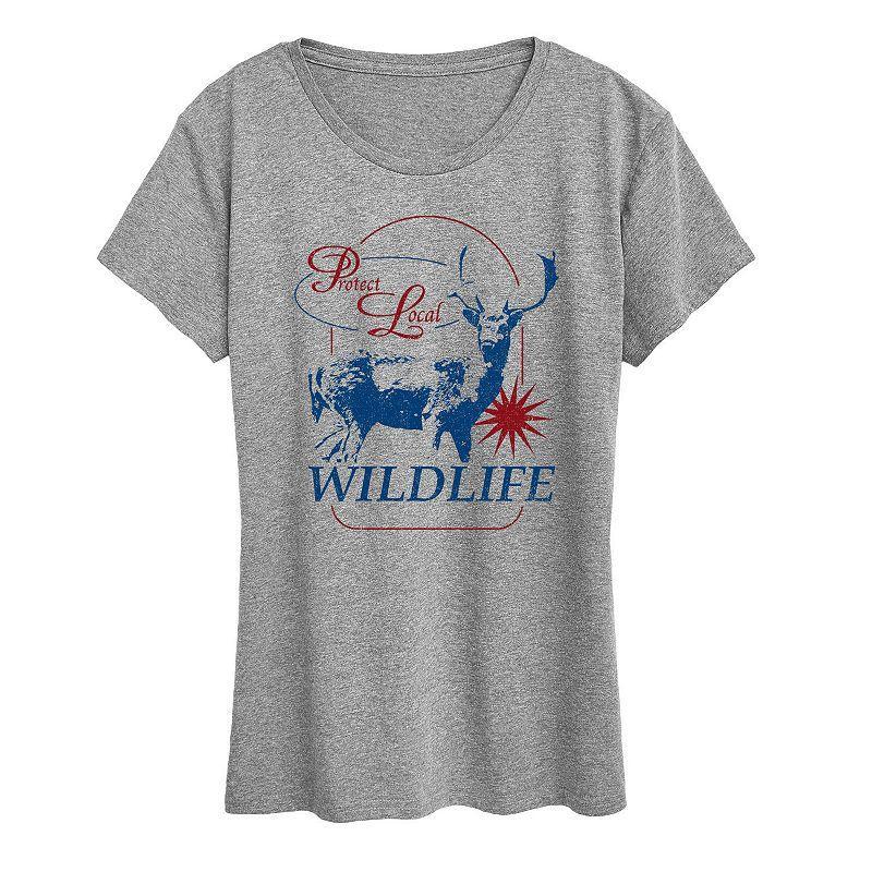 Womens Protect Local Wildlife Graphic Tee, Girls Grey Grey Product Image