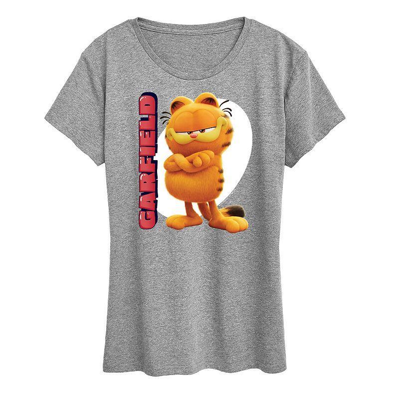 Womens The Garfield Movie Vertical Graphic Tee Grey Blue Product Image