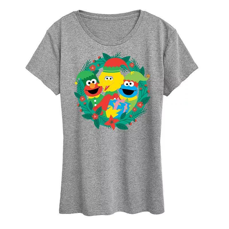 Womens Sesame Street Wreath Graphic Tee, Girls Product Image