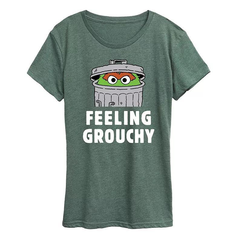 Womens Sesame Street Feeling Grouchy Graphic Tee Grey Royal Blue Product Image