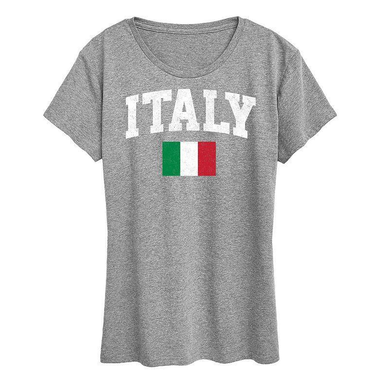 Womens Italy Flag Graphic Tee Grey Gray Product Image