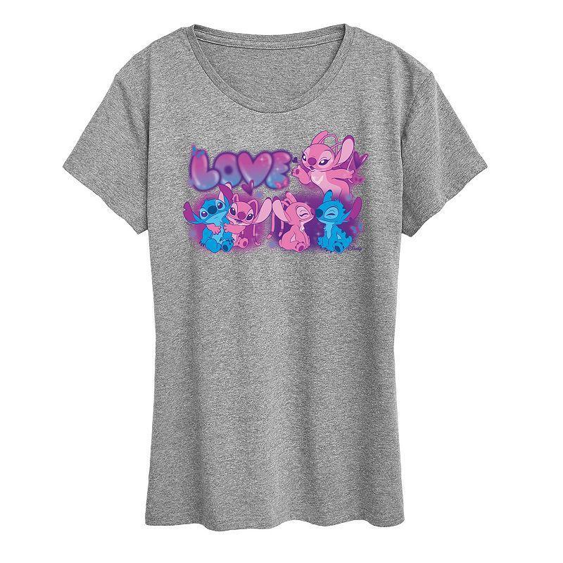 Disneys Lilo & Stitch Womens Love Grid Graphic Tee Product Image