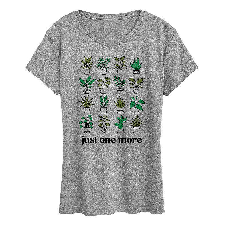 Womens Just One More Potted Plant Graphic Tee Grey Gray Product Image