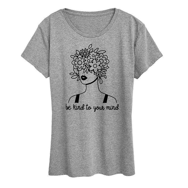 Womens Be Kind To Your Mind Graphic Tee Grey Gray Product Image