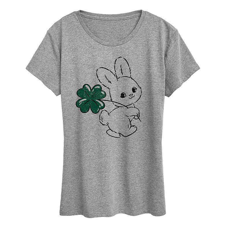 Womens Bunny And Clover Graphic Tee Grey Gray Product Image