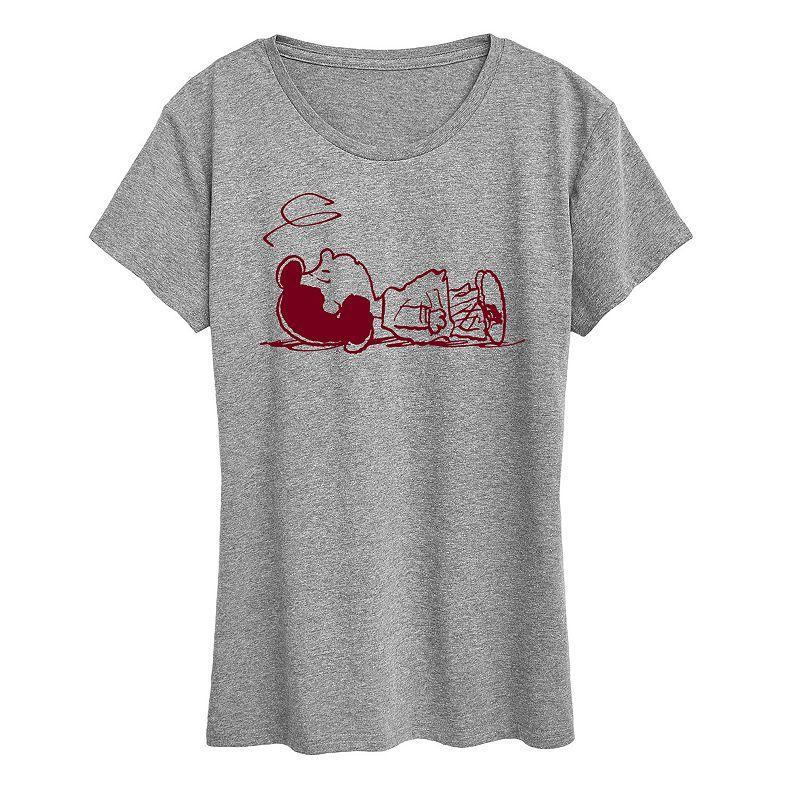 Womens Peanuts Lucy Laying Graphic Tee Med Grey Product Image