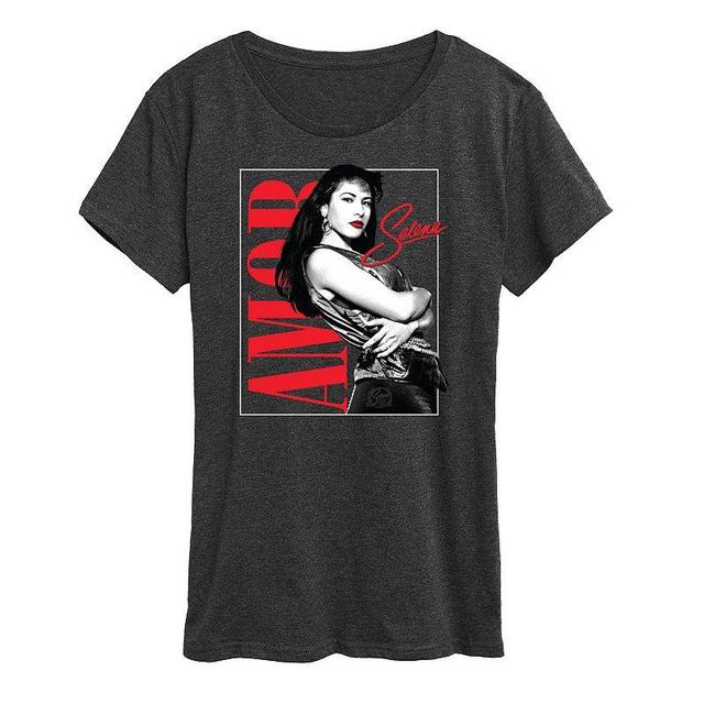 Womens Selena Quintanilla Amor Graphic Tee, Girls Blue Product Image