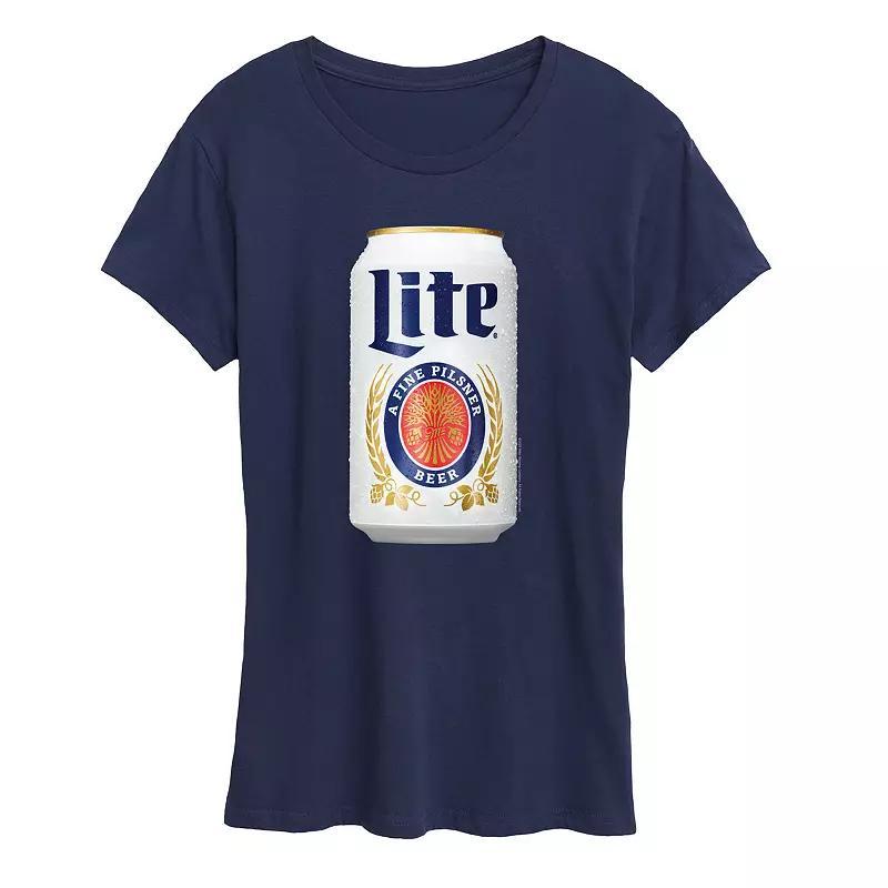 Womens Miller Lite Can Graphic Tee Blue Product Image