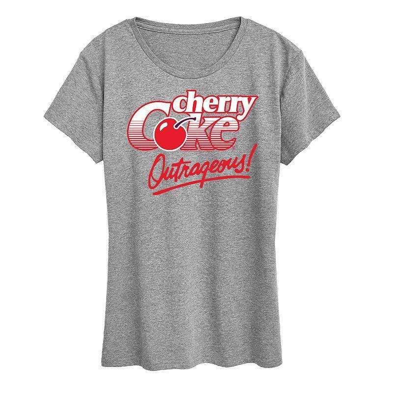 Womens Cherry Coke Outrageous Graphic Tee Grey Gray Product Image