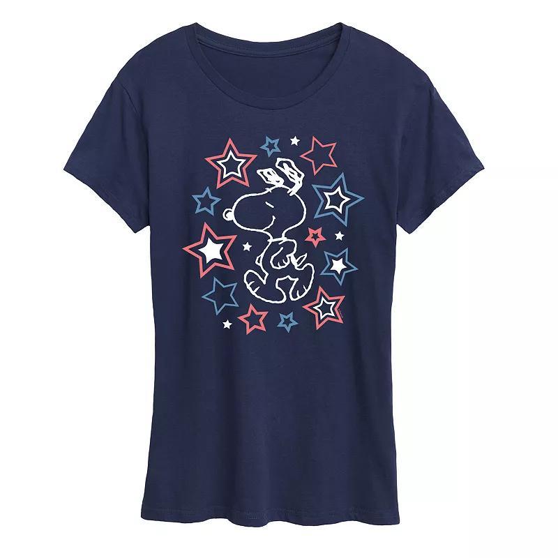 Womens Peanuts Snoopy Stars Graphic Tee Blue Product Image