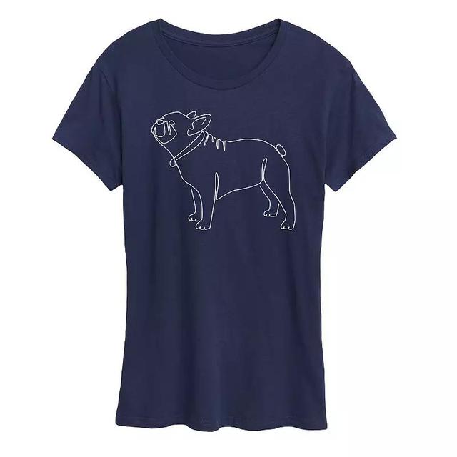 Instant Message Womens Womens Tee Shirts NAVY - Navy Contour Line French Bulldog Graphic Tee - Women Product Image