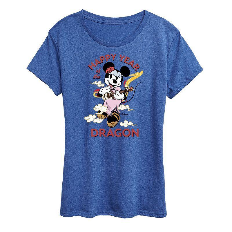 Disneys Minnie Mouse Womens Year Of The Dragon Graphic Tee Grey Royal Blue Product Image