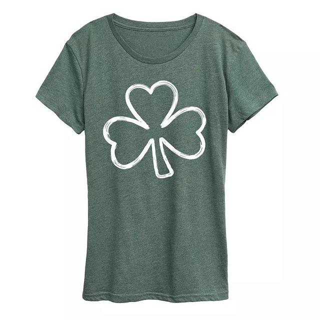 Womens Brushstroke Clover Graphic Tee Grey Green Product Image