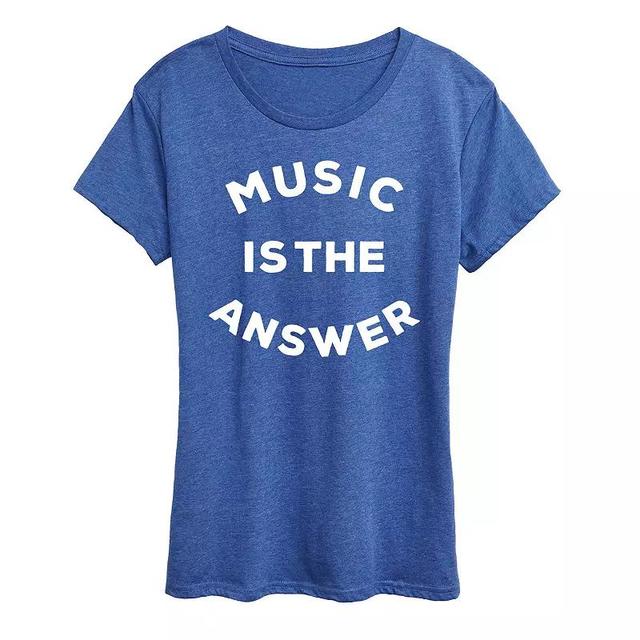 Womens Music is the Answer Graphic Tee Grey Blue Product Image