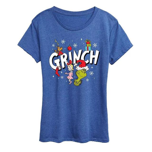 Womens Dr. Seuss Grinch Group Graphic Tee Grey Royal Blue Product Image