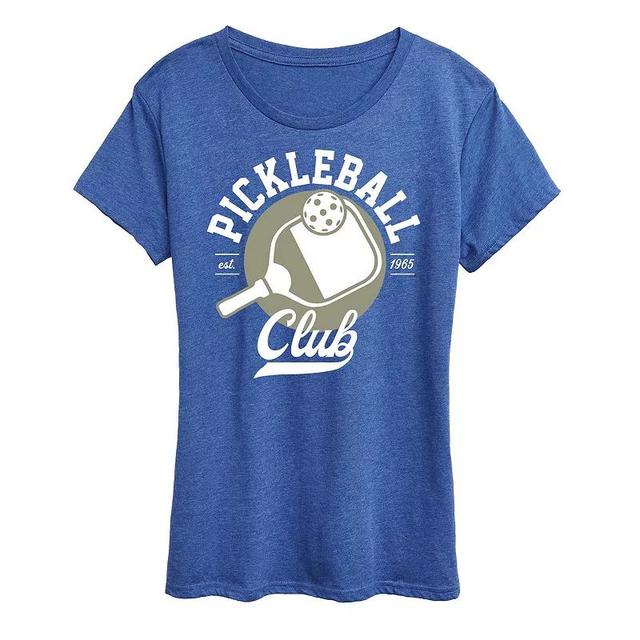 Plus Pickleball Club Graphic Tee, Womens Grey Royal Blue Product Image