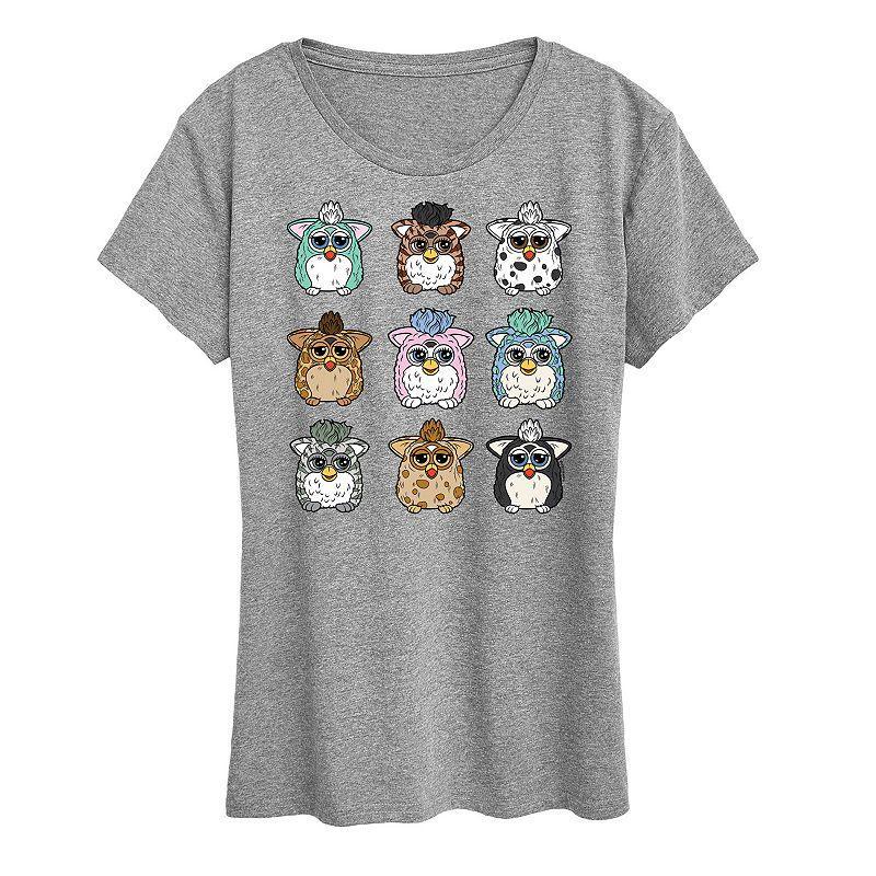 Womens Furby Grid Graphic Tee Grey Gray Product Image