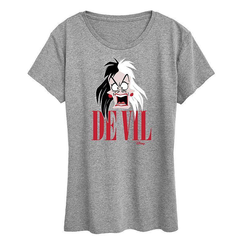 Disneys 101 Dalmations Cruella Womens Graphic Tee Heather Grey Product Image