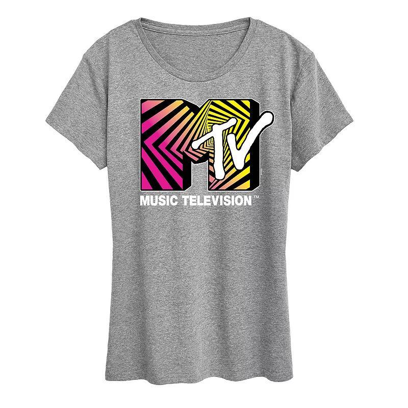 Womens MTV Optical 80s Graphic Tee Grey Gray Product Image