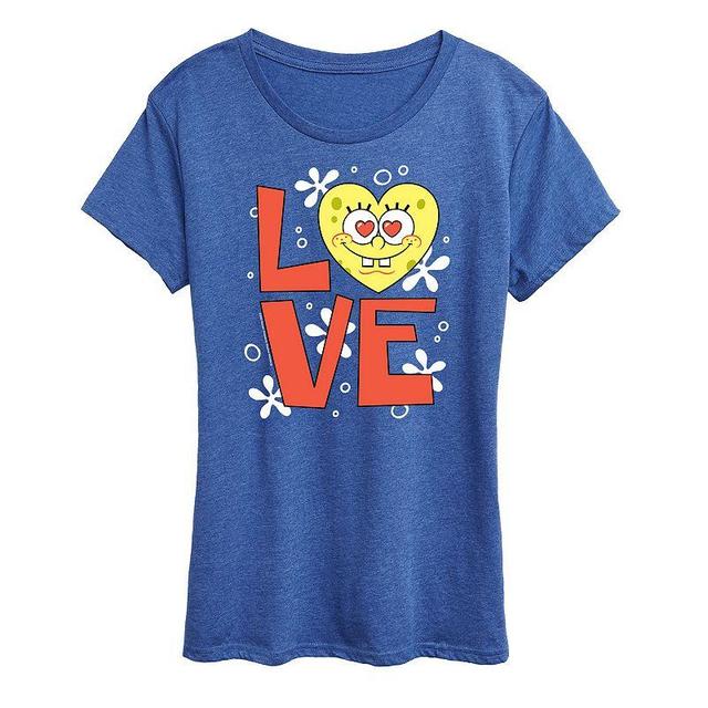 Womens Spongebob Squarepants Love Heart Graphic Tee Product Image