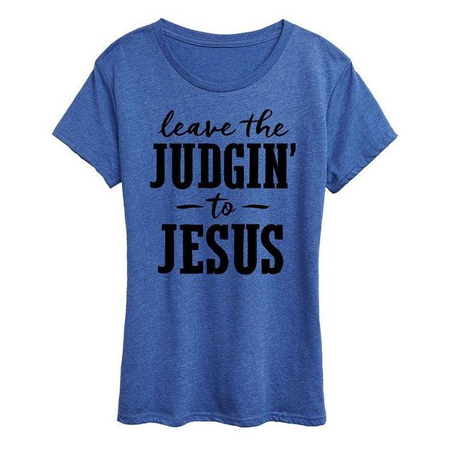 Womens Leave The Judgin To Jesus Graphic Tee, Girls Grey Royal Blue Product Image