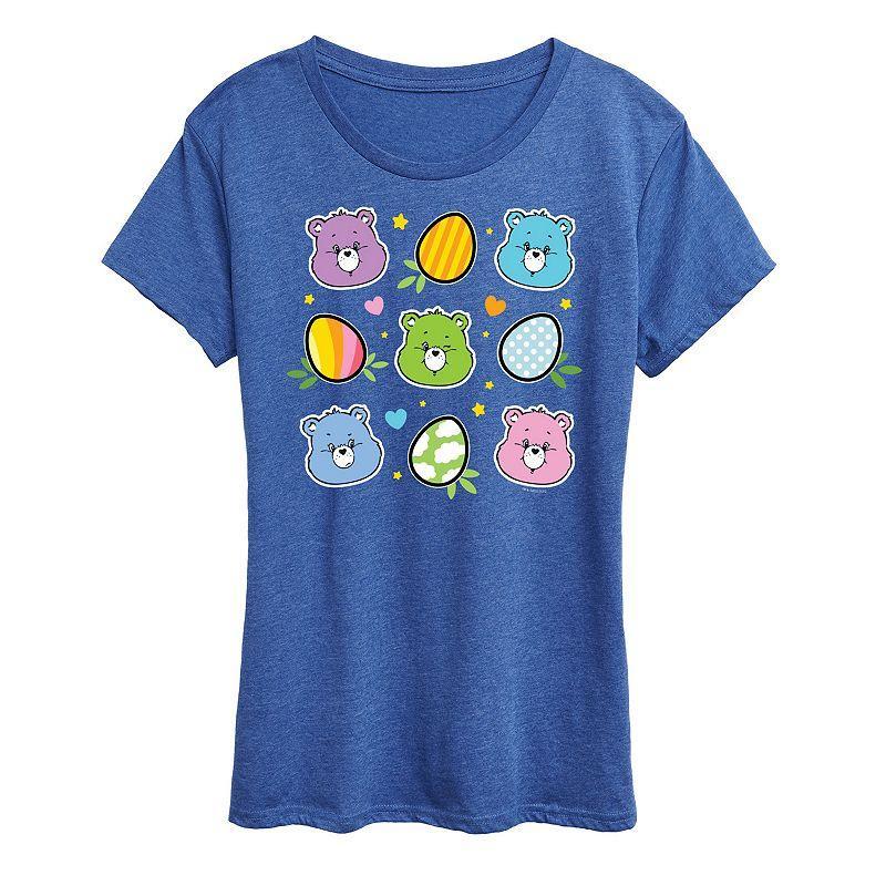 Womens Care Bears Easter Grid Graphic Tee Grey Royal Blue Product Image