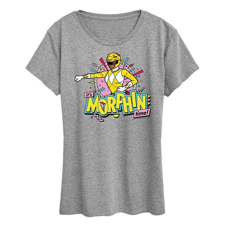 Womens Power Rangers Morphin Yellow Graphic Tee Grey Gray Product Image