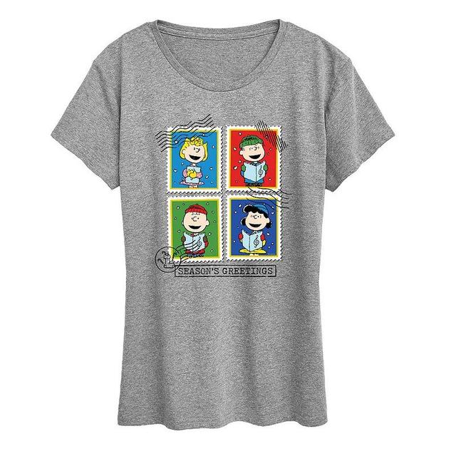 Womens Peanuts Seasons Greetings Graphic Tee Grey Gray Product Image