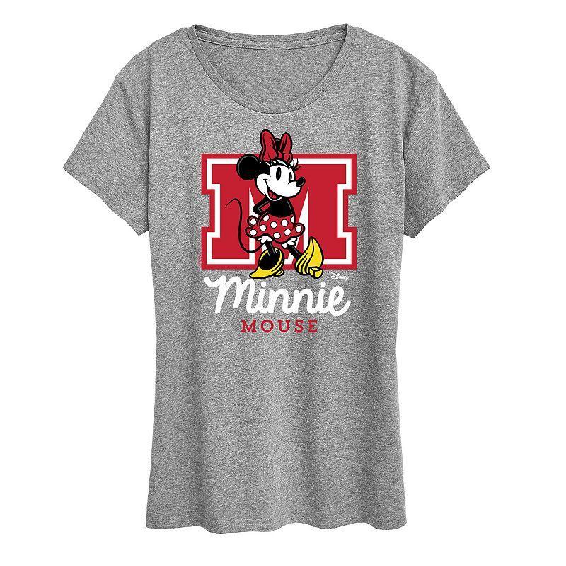 Disneys Minnie Mouse Womens Collegiate Graphic Tee Grey Gray Product Image