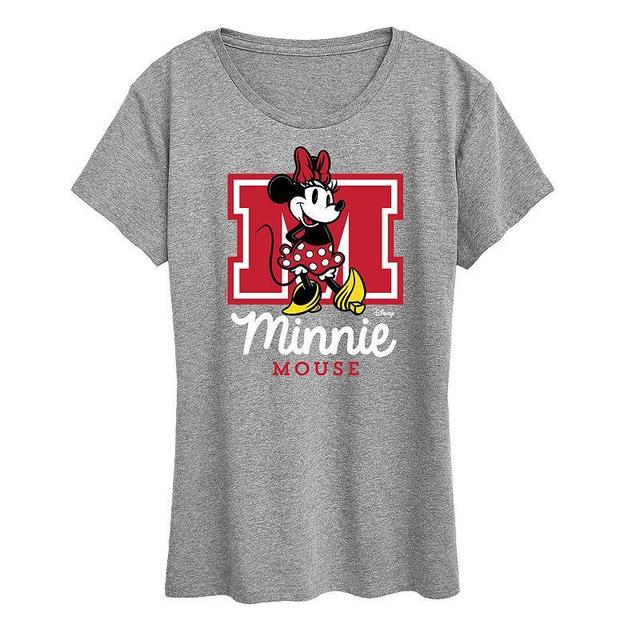 Disneys Minnie Mouse Womens Collegiate Graphic Tee Grey Gray Product Image