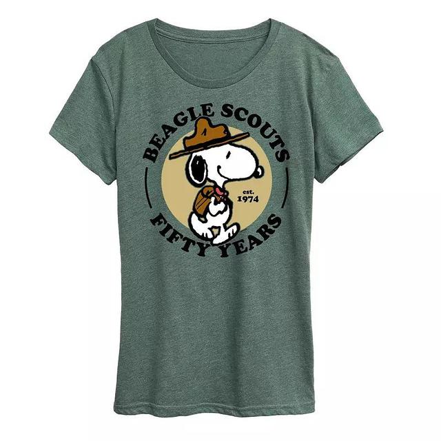 Womens Peanuts Snoopy Beagle Scout Graphic Tee Grey Gray Product Image