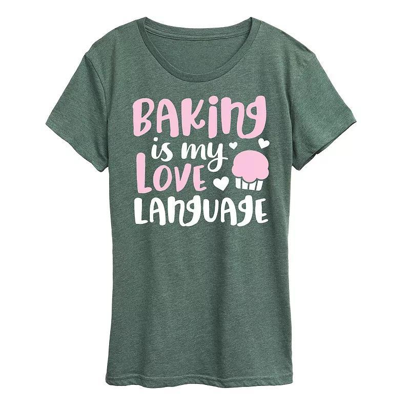 Womens Baking Is My Love Language Graphic Tee Heather Grey Product Image