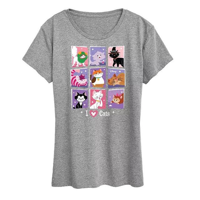 Disney Cats Womens Grid Graphic Tee, Girls Grey Gray Product Image