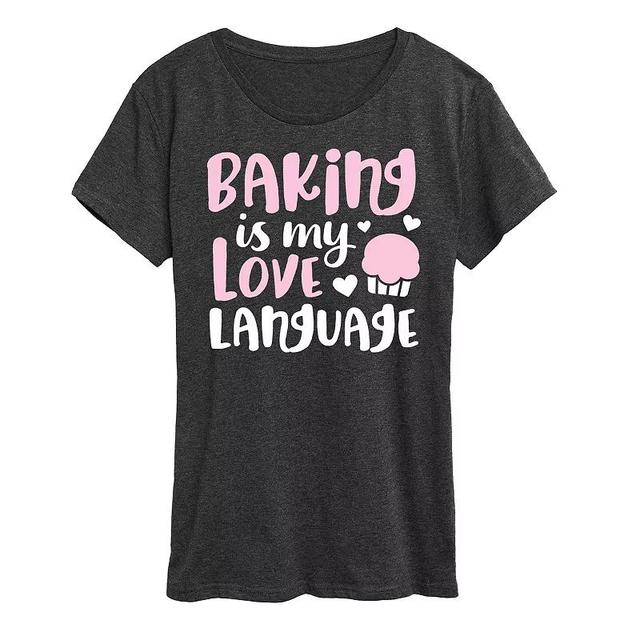 Womens Baking Is My Love Language Graphic Tee Heather Grey Product Image