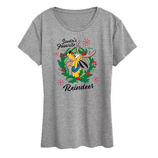 Disneys Pluto Womens Santas Favorite Reindeer Christmas Graphic Tee, Girls Product Image