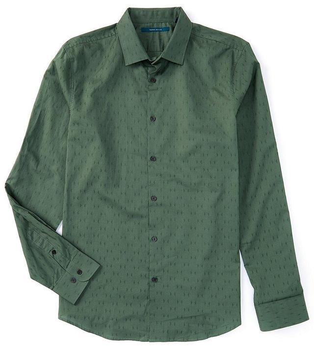 Perry Ellis Big & Tall Rolled Sleeve Cotton Dobby Shirt Product Image