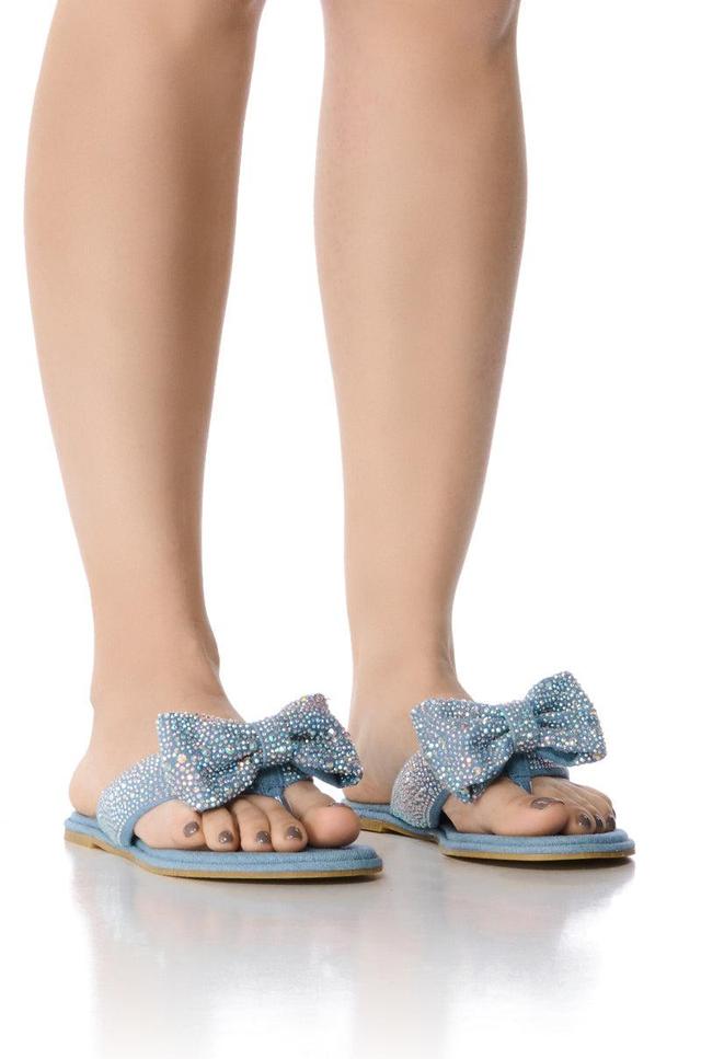 AZALEA WANG EILEEN EMBELLISHED FILP FLOP SANDAL IN DENIM Product Image