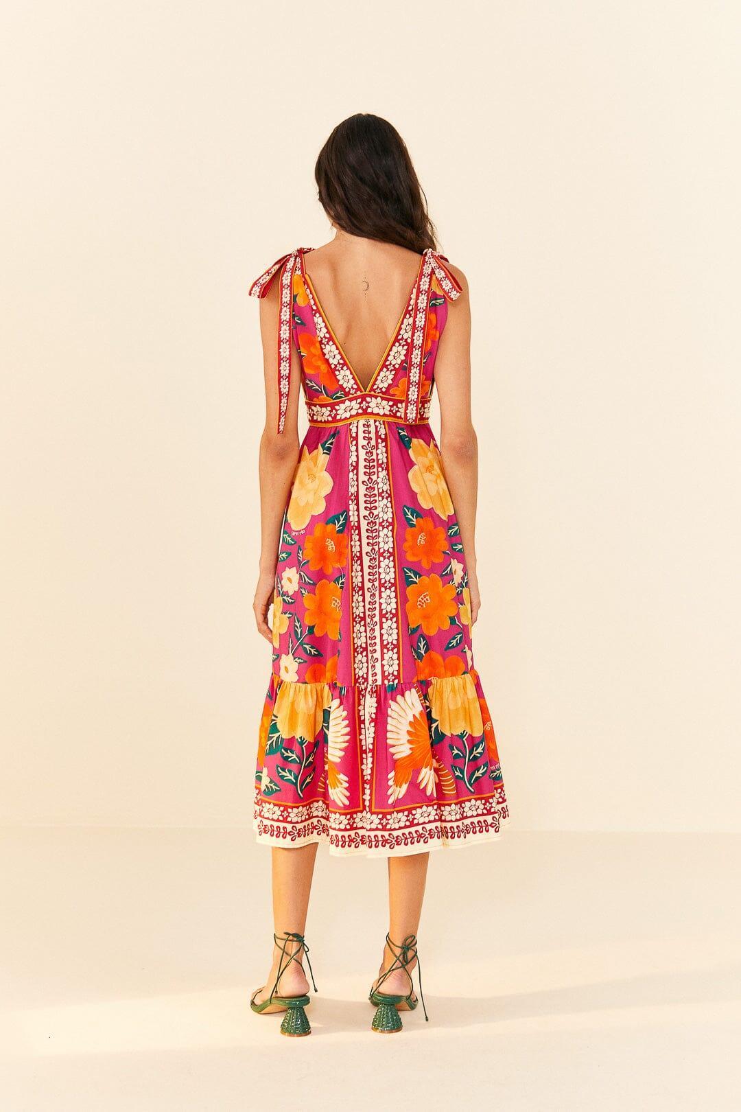 Pink Flower Tapestry Midi Dress Product Image