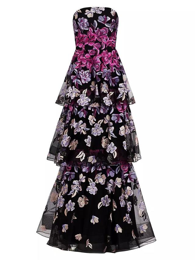 Embroidered Tiered Gown Product Image