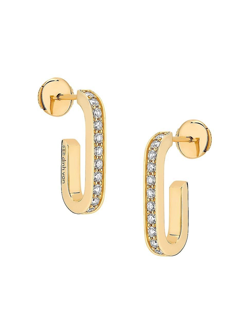 Womens Maillon 18K Gold & Diamond Hoop Earrings Product Image