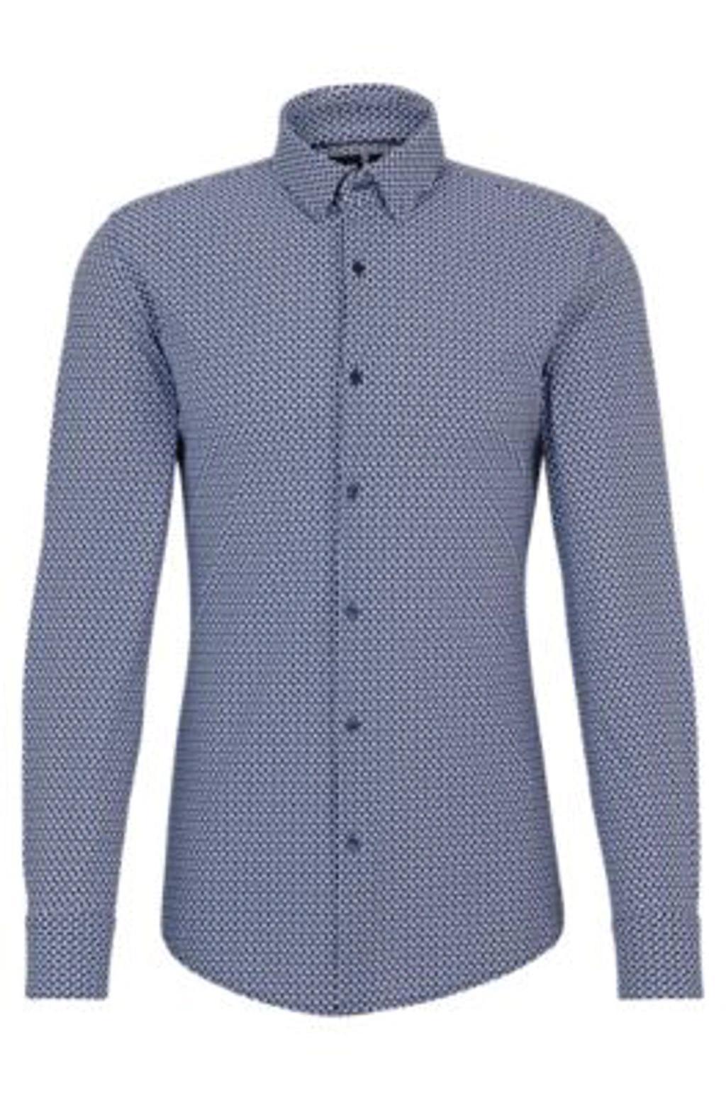 HUGO BOSS Slim-fit Shirt In Printed Performance-stretch Fabric In Blue Product Image