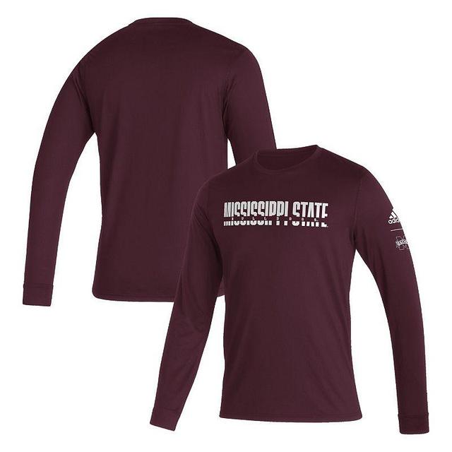 Mens adidas Maroon Mississippi State Bulldogs Sideline Locker Strikethrough Creator Aeroready Long Sleeve T-shirt Product Image