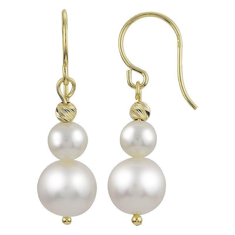 PearLustre by Imperial 14Kt Gold Cultured Pearl & Brilliance Bead Drop Earrings, Womens, White Product Image