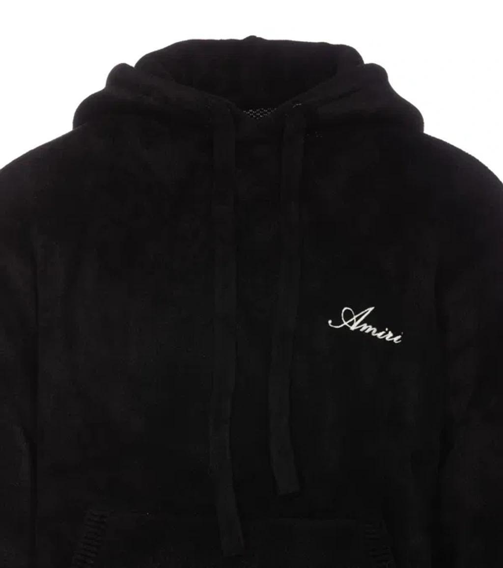 Logo Embroidered Drawstring Hoodie In Black Product Image