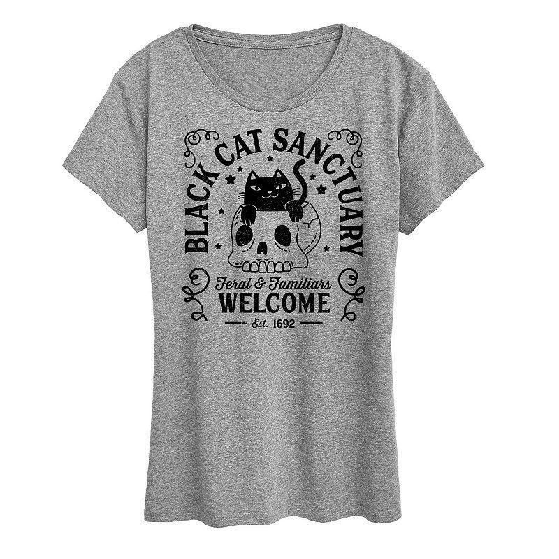 Instant Message Womens Womens Tee Shirts HEATHER Gray Black Cat Sanctuary Graphic Tee - Women, Juniors, Plus & Petite Plus Product Image