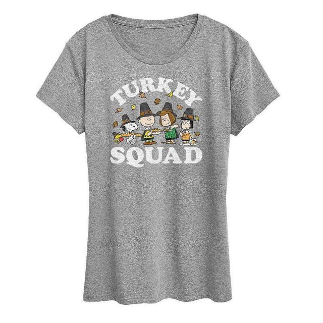 Womens Peanuts Turkey Squad Graphic Tee, Girls Grey Gray Product Image