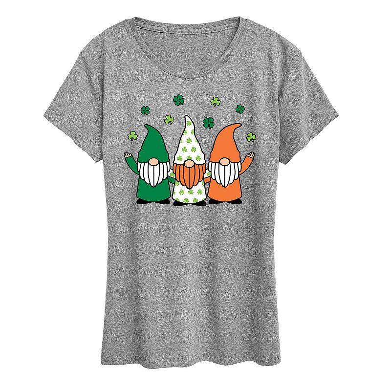 Womens Irish Gnomes Graphic Tee Grey Gray Product Image