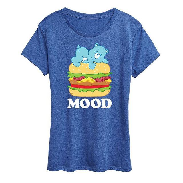 Womens Care Bears Mood Bedtime Burger Graphic Tee Grey Royal Blue Product Image