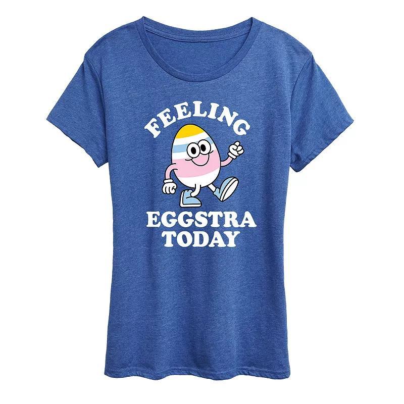 Womens Feelin Eggstra Graphic Tee Grey Royal Blue Product Image